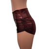 Dark Red Sparkle Ruched Booty Shorts - Choose Low-Waist, Mid-Rise, or High-Waist - Peridot Clothing