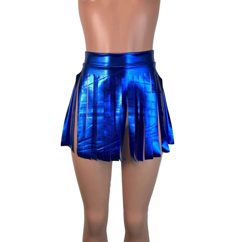 Fringe Skirt - Blue Metallic - Peridot Clothing