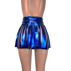 Fringe Skirt - Blue Metallic - Peridot Clothing