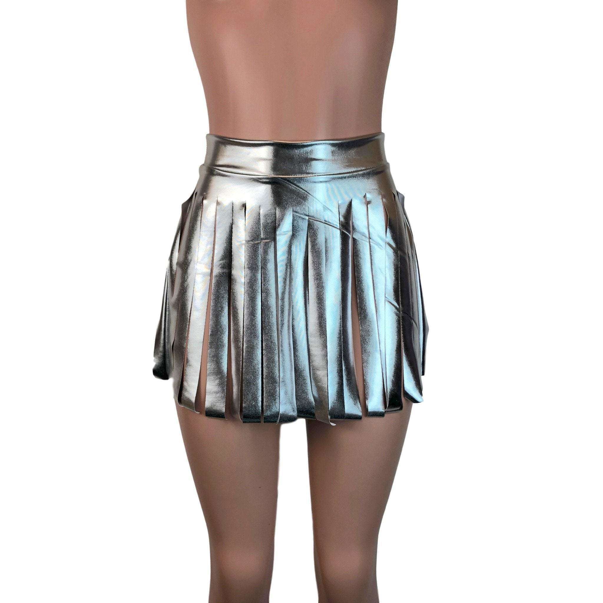 Fringe Skirt Silver Metallic