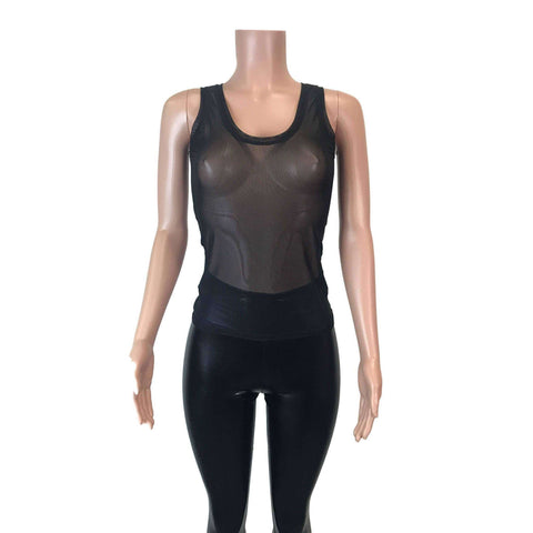 Full Length Tank Top - Black Mesh– Peridot Clothing