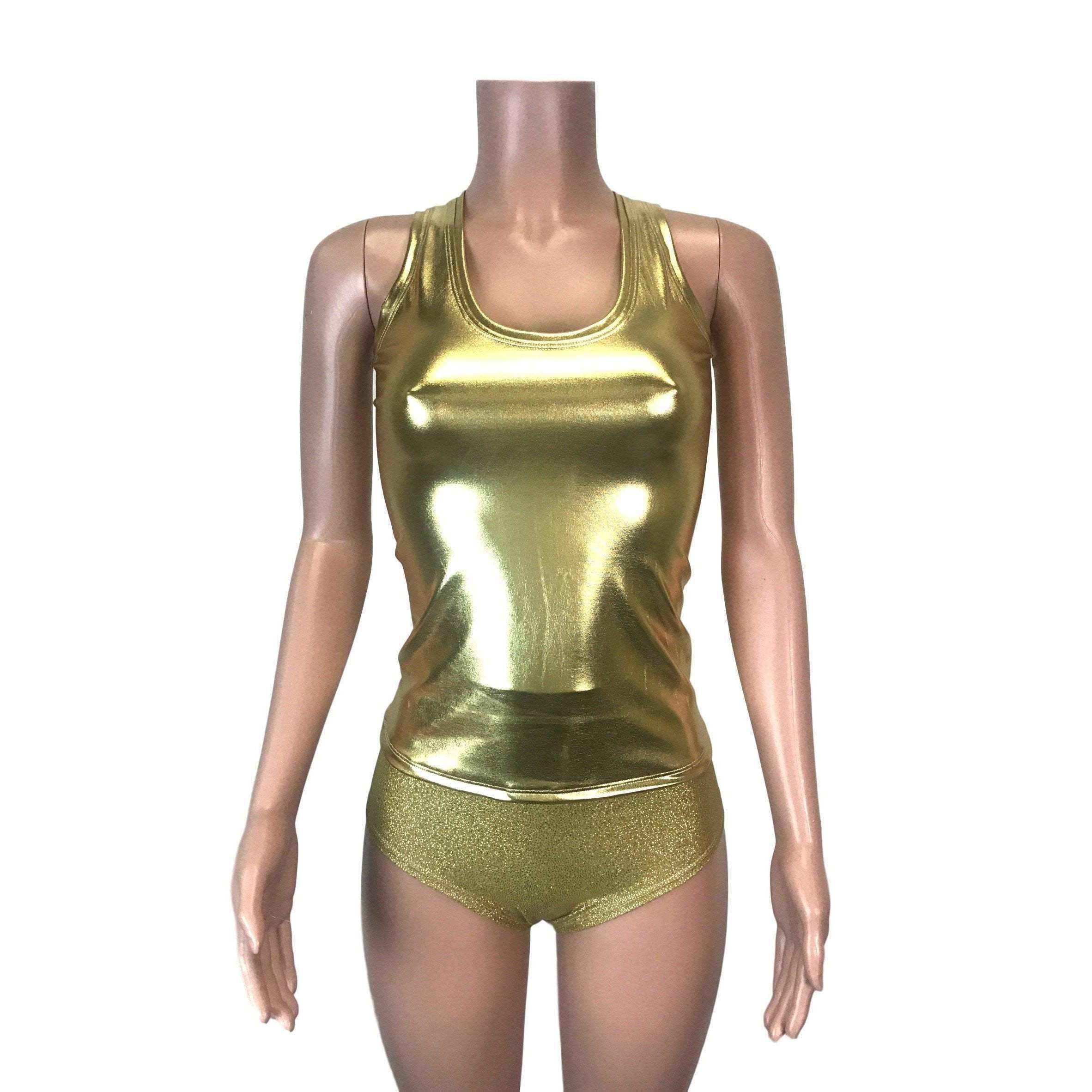 gold satin tank top