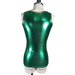 Full Length Tank Top - Green Metallic - Peridot Clothing