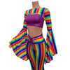 Full of Pride Outfit - Rainbow Stripe Pride Costume w/ Bell Bottoms and Bell Sleeve Bolero - Peridot Clothing
