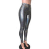 Gleaming Silver on Black High Waist Leggings Pants - Peridot Clothing