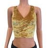SALE - Sleeveless Crop Wrap Top - Gold Crushed Velvet - SMALL - Peridot Clothing