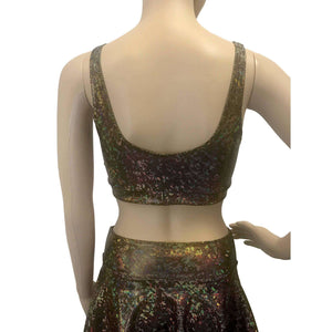 Gold on Black Shattered Glass Holographic Bralette - Peridot Clothing
