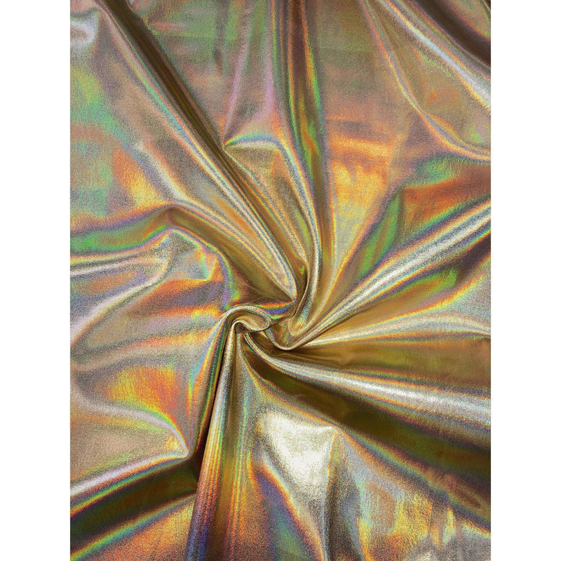 Gold Opal Holographic Nylon Spandex Fabric by-the-yard - Peridot Clothing
