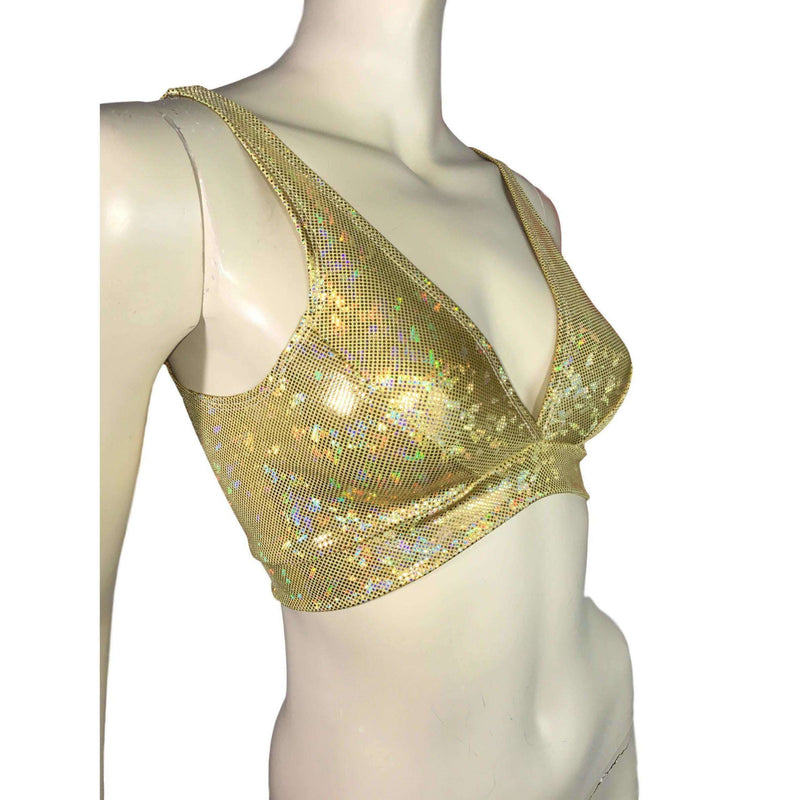 Gold Shattered Glass Holographic Bralette - Peridot Clothing