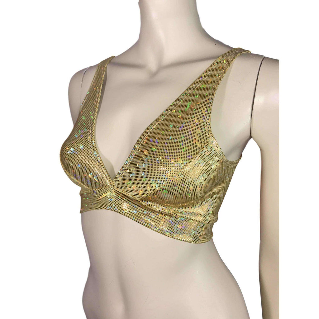 Gold Shattered Glass Holographic Bralette - Peridot Clothing