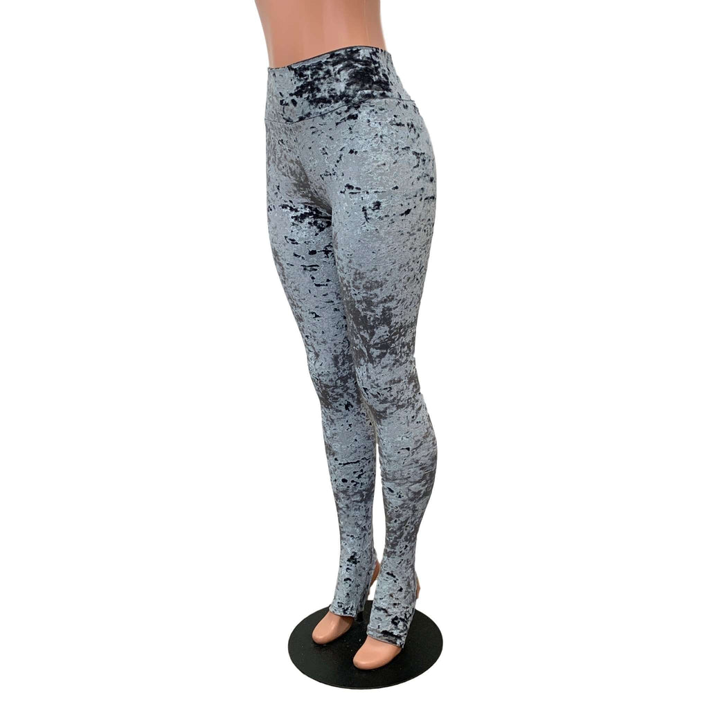 Gray Crushed Velvet Stirrup Leggings - Peridot Clothing