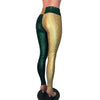 *Sample - Green & Gold Sports Team Holographic High Waist Leggings Pants - Final Sale - Peridot Clothing