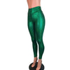 Green Mermaid Scale Holographic High Waisted Leggings Pants - Peridot Clothing