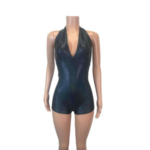 Halter Romper - Red Shattered Glass Holographic