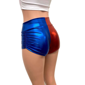 Harley Quinn Mid-Rise Ruched Booty Shorts - Peridot Clothing