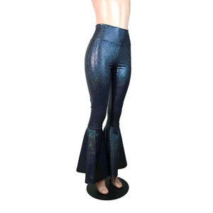 High Waist Bell Bottoms - Black Holographic - Peridot Clothing