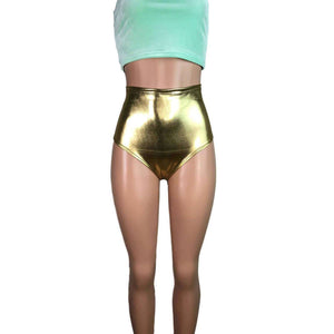 High Waist Hot Pants - Gold Metallic - Peridot Clothing