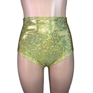 High Waist Hot Pants - Gold Shattered Glass - Peridot Clothing