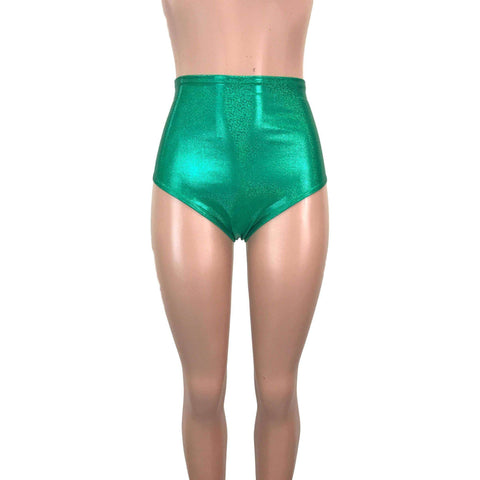 Green Metallic High Waisted Hot Pants Booty Shorts Bikini Bottom