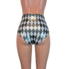 High Waist Hot Pants - Harlequin Holographic Diamond - Peridot Clothing