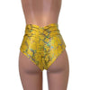 High Waist Scrunch Bikini - Yellow Holographic Snakeskin - Peridot Clothing