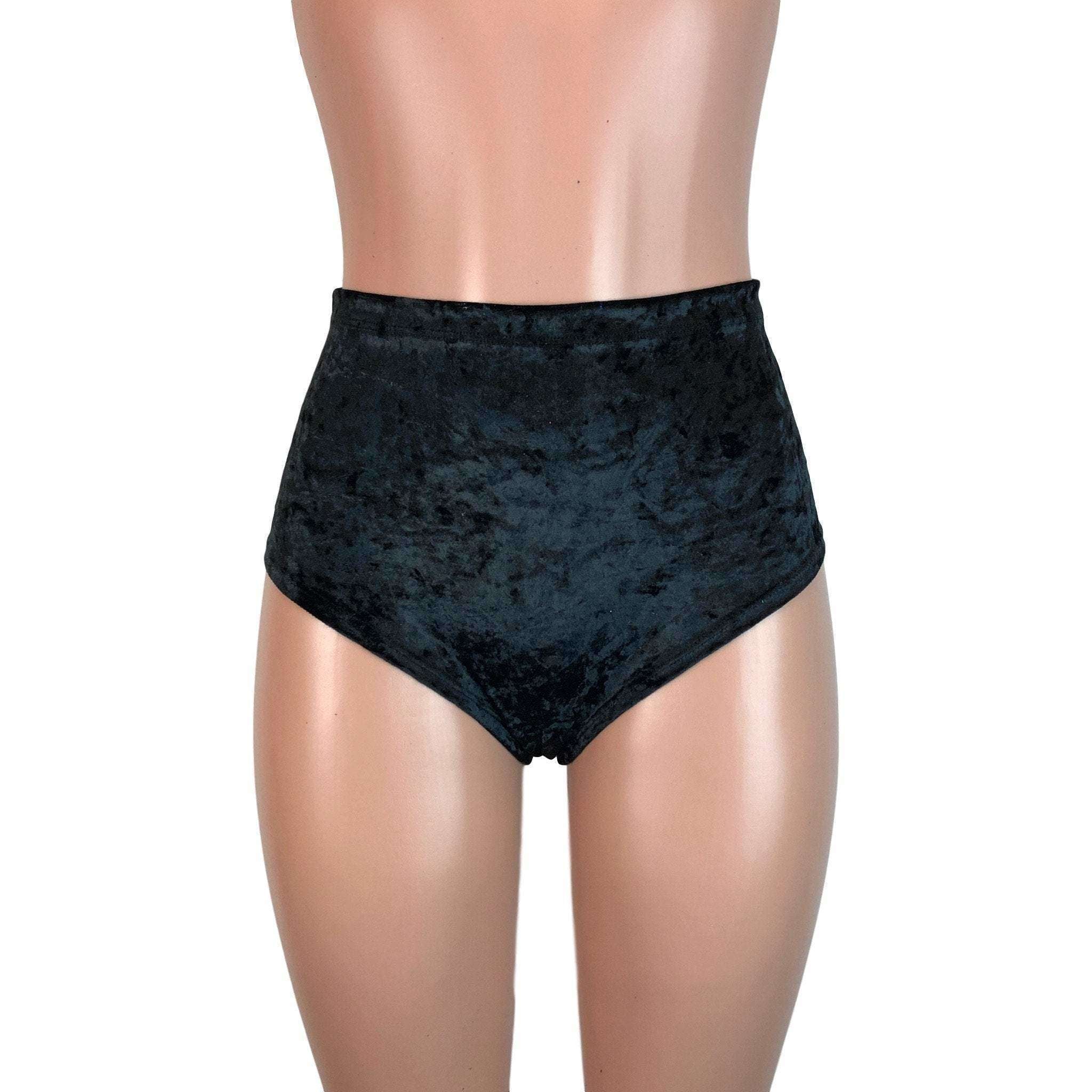 High Waist Scrunch Bikini Hot Pants - Black Crushed Velvet– Peridot Clothing