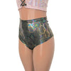 High Waist Scrunch Bikini Hot Pants - Gray Holographic Snakeskin - Peridot Clothing