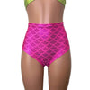 High Waist Scrunch Bikini Hot Pants - Hot Pink Mermaid Scale - Peridot Clothing