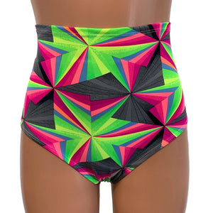 High Waist Scrunch Bikini Hot Pants - Optima Neon - Peridot Clothing