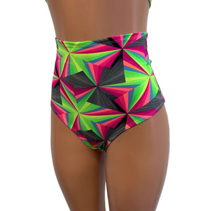 High Waist Scrunch Bikini Hot Pants - Optima Neon - Peridot Clothing