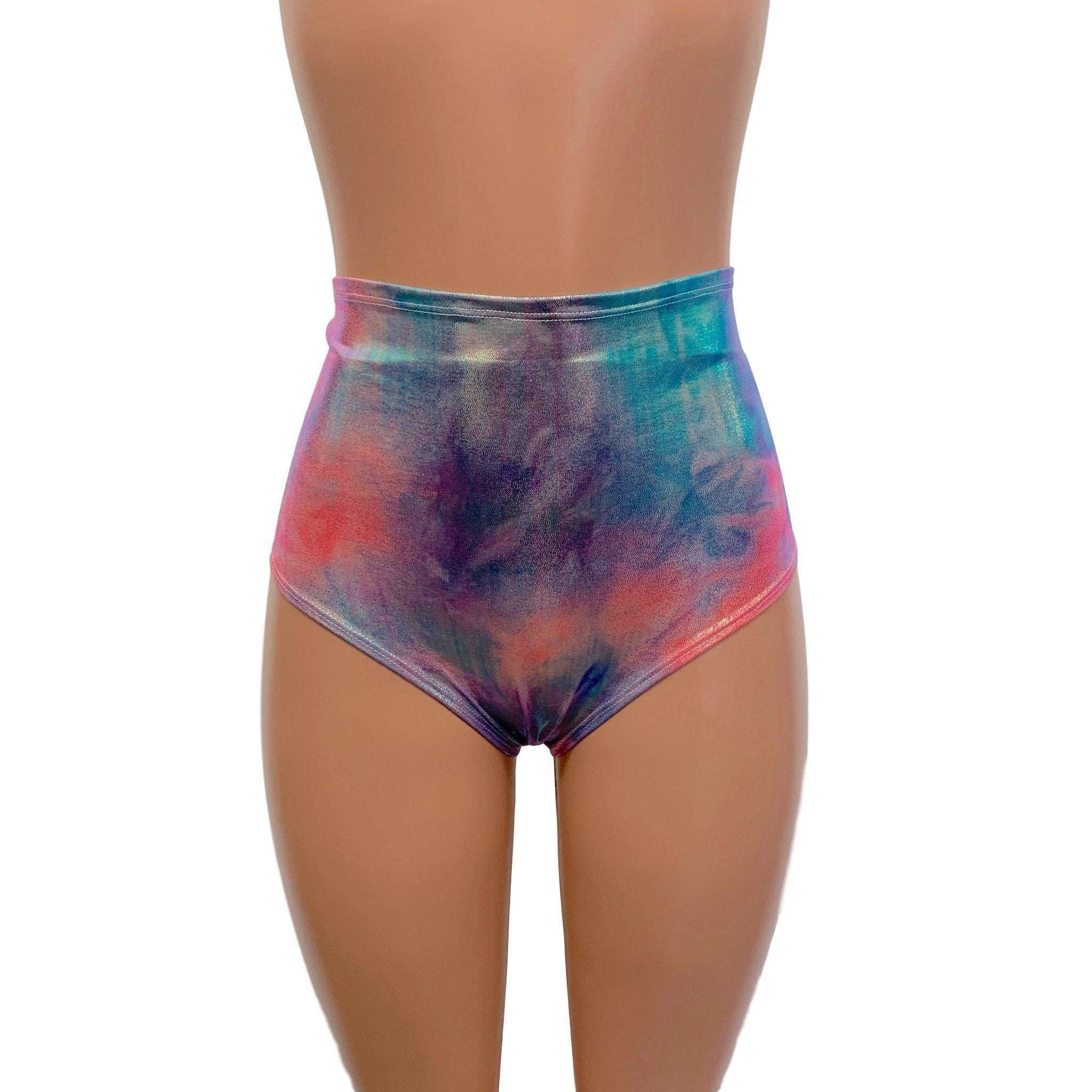 High Waist Scrunch Bikini Hot Pants - Rainbow Metallic Mystique– Peridot  Clothing