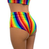 High Waist Scrunch Bikini Hot Pants - Rainbow Vertical Stripe - Peridot Clothing