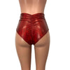 High Waist Scrunch Bikini Hot Pants - Red Holographic - Peridot Clothing