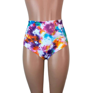 High Waist Scrunch Bikini Hot Pants - Tie Dye Blitz - Peridot Clothing