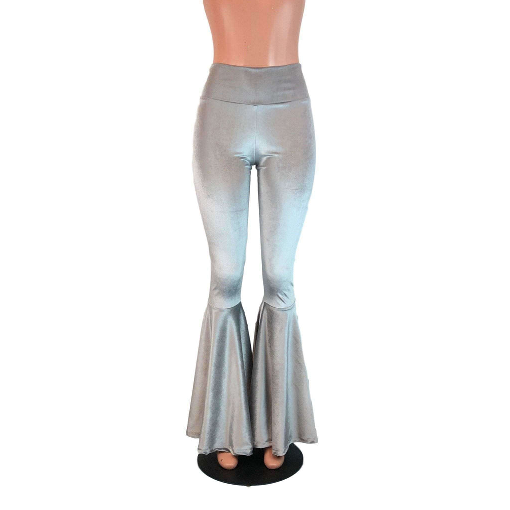 Metallic Silver Crushed Velvet Flare Leggings Customizable High Waisted  Bell Bottom Pants 70's Spandex Size S M L XL Short Long -  Canada