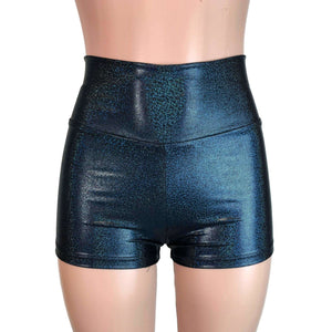 High Waisted Booty Shorts - Black Sparkle - Peridot Clothing
