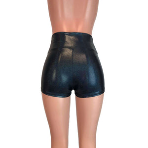 High Waisted Booty Shorts - Black Sparkle - Peridot Clothing