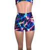 High Waisted Booty Shorts - Cosmic Thunder UV Glow - Peridot Clothing