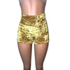High Waisted Booty Shorts - Gold Crushed Velvet - Peridot Clothing