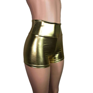 High Waisted Booty Shorts - Gold Metallic - Peridot Clothing