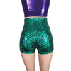 High Waisted Booty Shorts - Green Mermaid Scales - Peridot Clothing