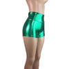 High Waisted Booty Shorts - Green Metallic - Peridot Clothing