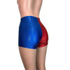 High Waisted Booty Shorts - Harley Quinn Blue/Red Mystique - Peridot Clothing