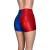 High Waisted Booty Shorts - Harley Quinn Blue/Red Mystique - Peridot Clothing