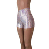 High Waisted Booty Shorts - Light Pink Shattered Glass - Peridot Clothing