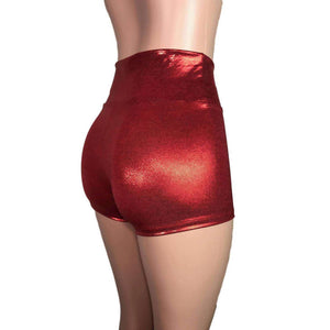 High Waisted Booty Shorts - Red Mystique - Peridot Clothing