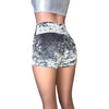 High Waisted Booty Shorts - Silver Gray Crushed Velvet - Peridot Clothing