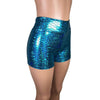 High Waisted Booty Shorts - Turquoise Mermaid Scales - Peridot Clothing