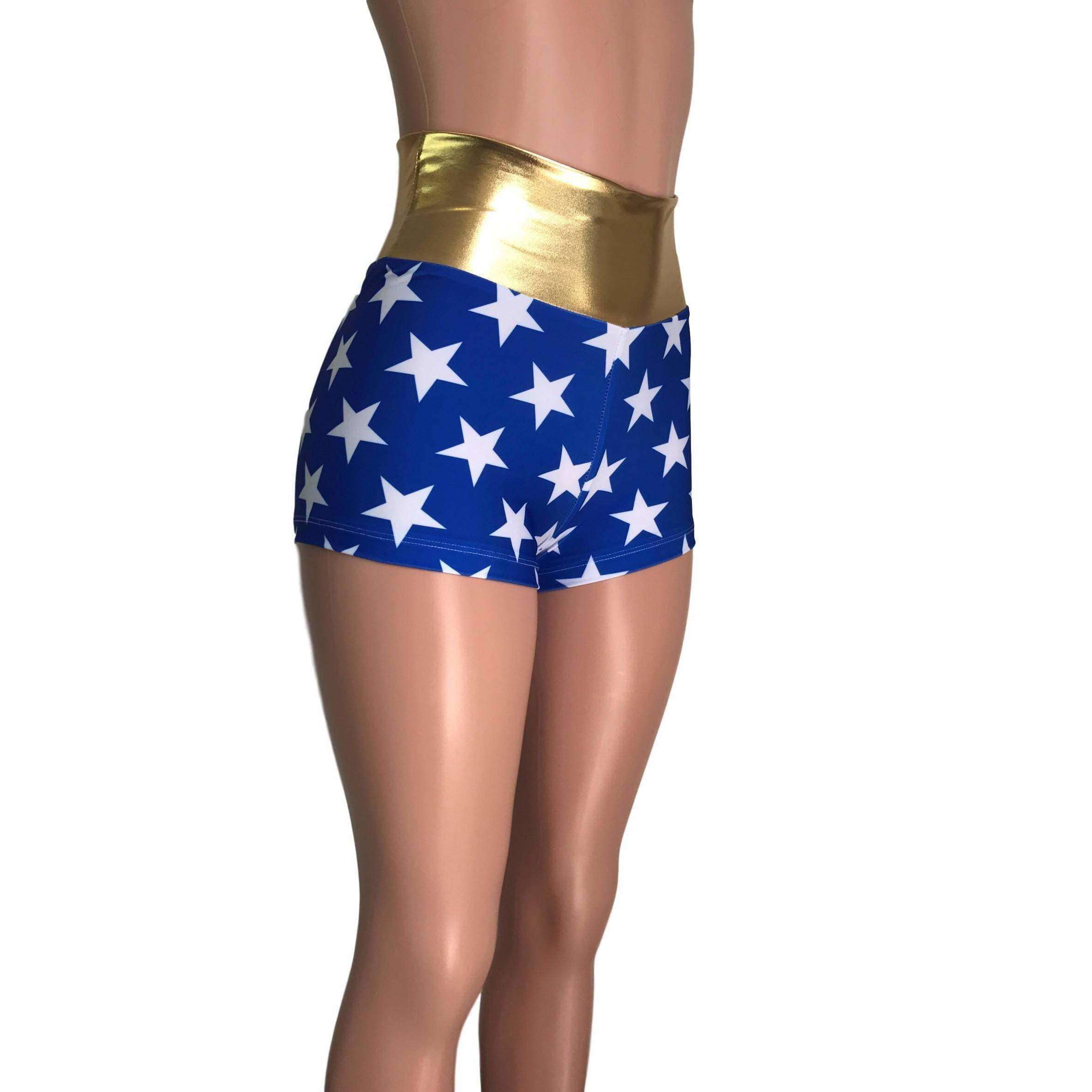 High Waisted Booty Shorts - Wonder Woman Inspired
