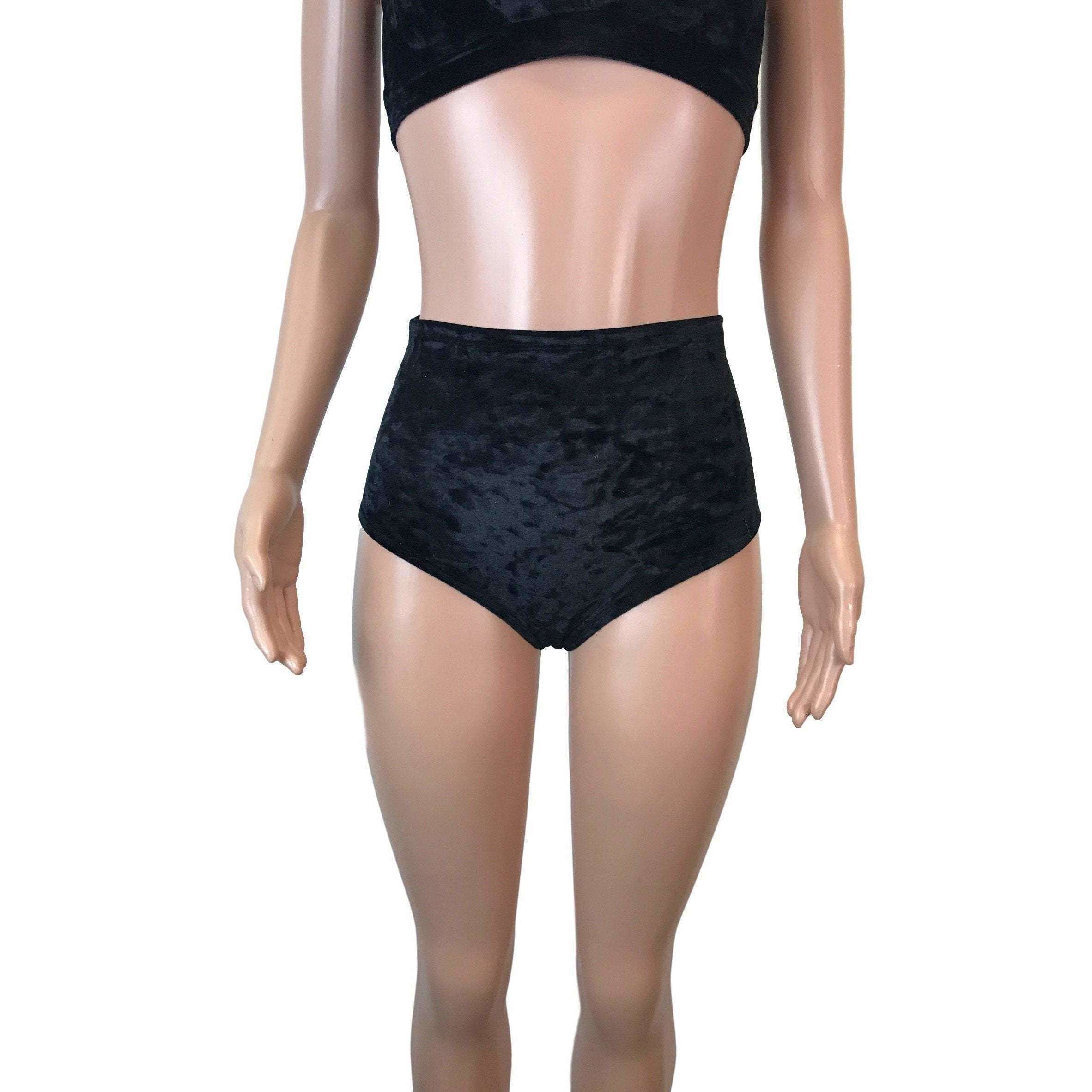 High Waisted Hot Pants - Black Crushed Velvet - Booty Shorts - Bikini –  Peridot Clothing